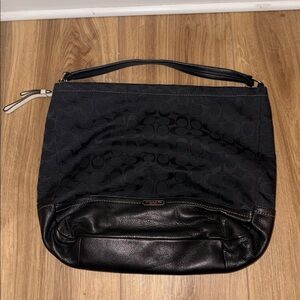 Coach Black Signature Canvas and Leather Handbag